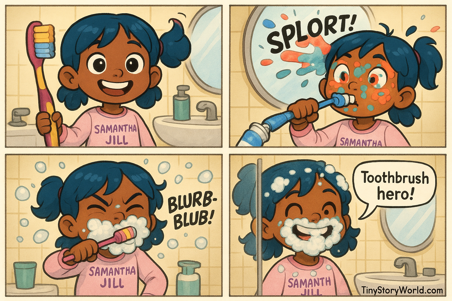 5-year-old Samantha Jill: The Toothbrush Hero!